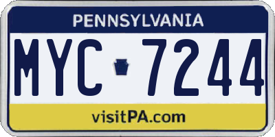 PA license plate MYC7244