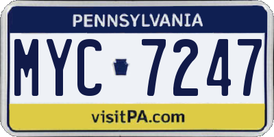 PA license plate MYC7247