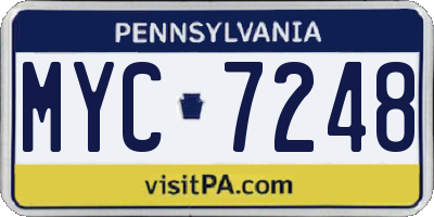 PA license plate MYC7248