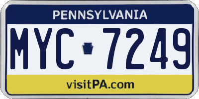 PA license plate MYC7249