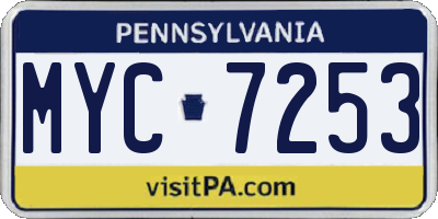 PA license plate MYC7253