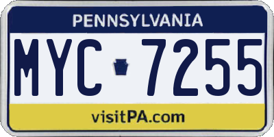 PA license plate MYC7255