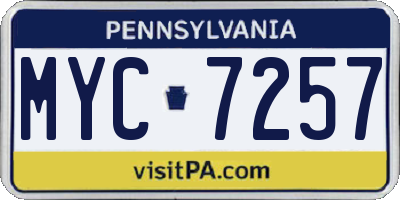 PA license plate MYC7257