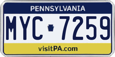 PA license plate MYC7259