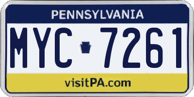 PA license plate MYC7261
