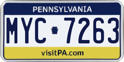 PA license plate MYC7263