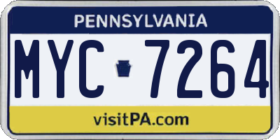 PA license plate MYC7264