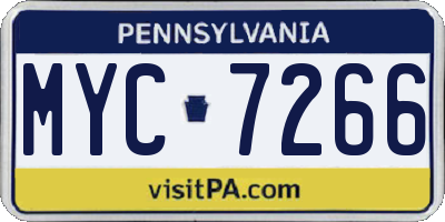 PA license plate MYC7266