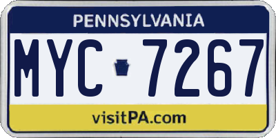 PA license plate MYC7267