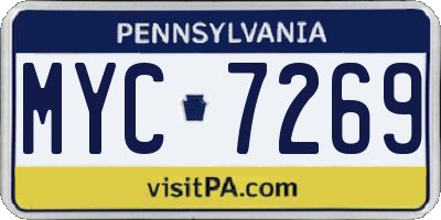PA license plate MYC7269
