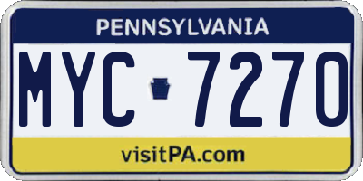 PA license plate MYC7270