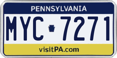 PA license plate MYC7271