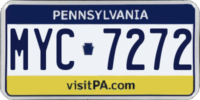 PA license plate MYC7272