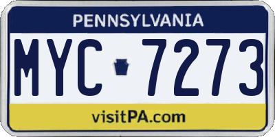 PA license plate MYC7273