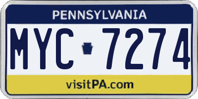 PA license plate MYC7274