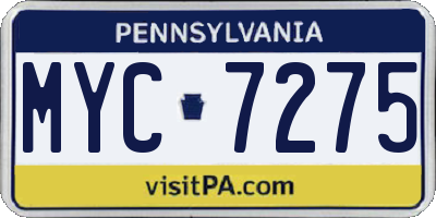 PA license plate MYC7275