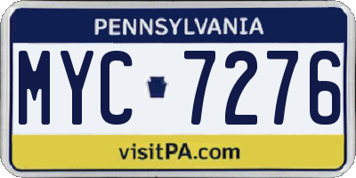 PA license plate MYC7276