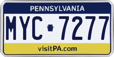 PA license plate MYC7277
