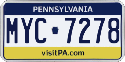 PA license plate MYC7278