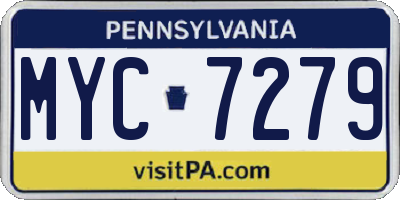 PA license plate MYC7279