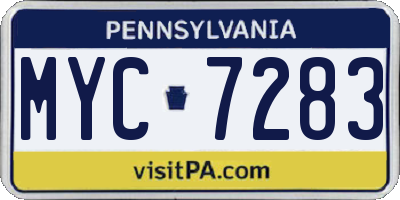 PA license plate MYC7283