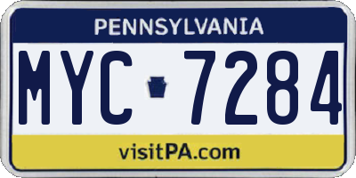 PA license plate MYC7284