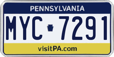 PA license plate MYC7291
