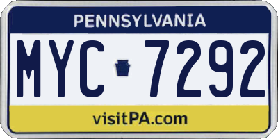 PA license plate MYC7292
