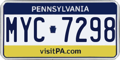 PA license plate MYC7298