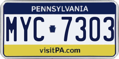 PA license plate MYC7303