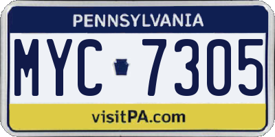PA license plate MYC7305