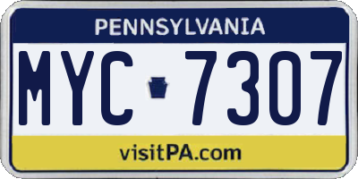 PA license plate MYC7307