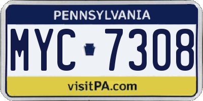 PA license plate MYC7308
