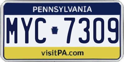 PA license plate MYC7309