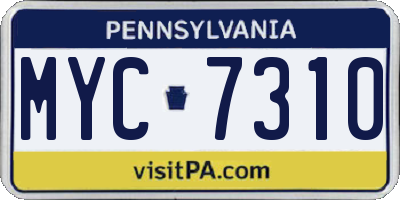 PA license plate MYC7310