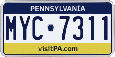 PA license plate MYC7311