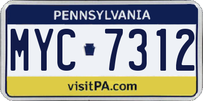PA license plate MYC7312