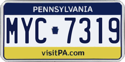PA license plate MYC7319