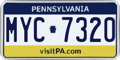 PA license plate MYC7320