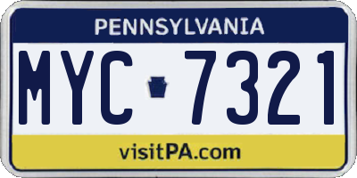 PA license plate MYC7321