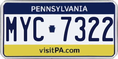 PA license plate MYC7322