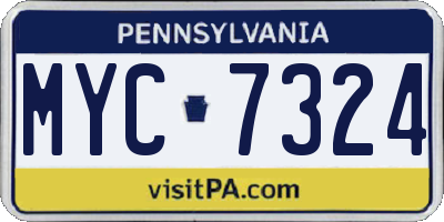PA license plate MYC7324