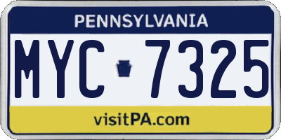 PA license plate MYC7325