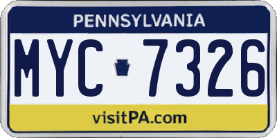 PA license plate MYC7326