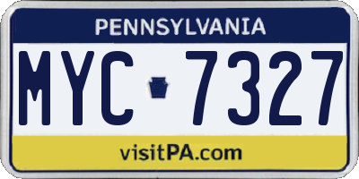 PA license plate MYC7327