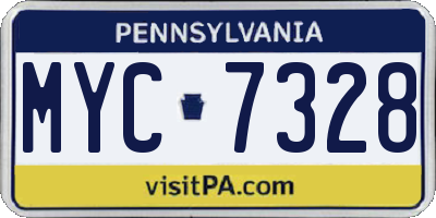 PA license plate MYC7328