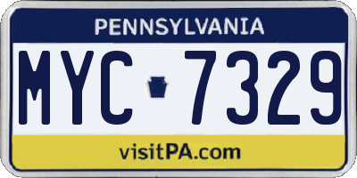 PA license plate MYC7329