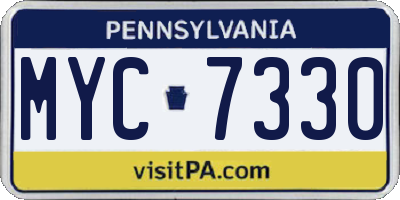 PA license plate MYC7330