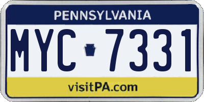 PA license plate MYC7331