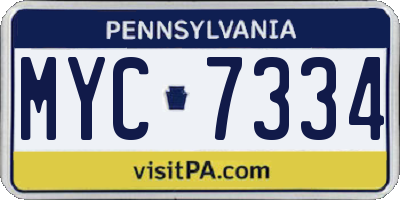 PA license plate MYC7334
